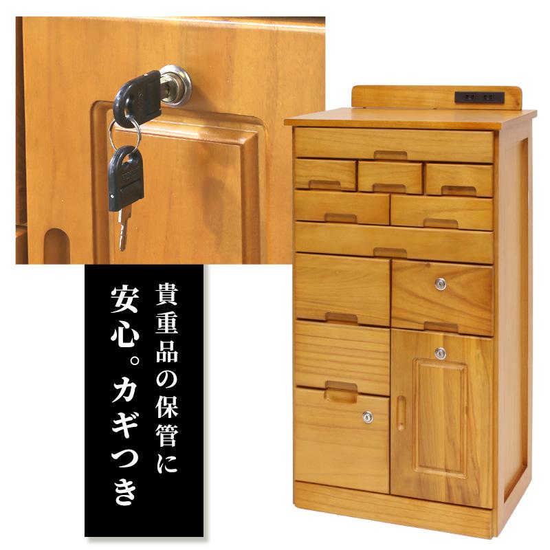 け*ん様 木製電話台マルチFAXラック/リビングチェスト キャスター付