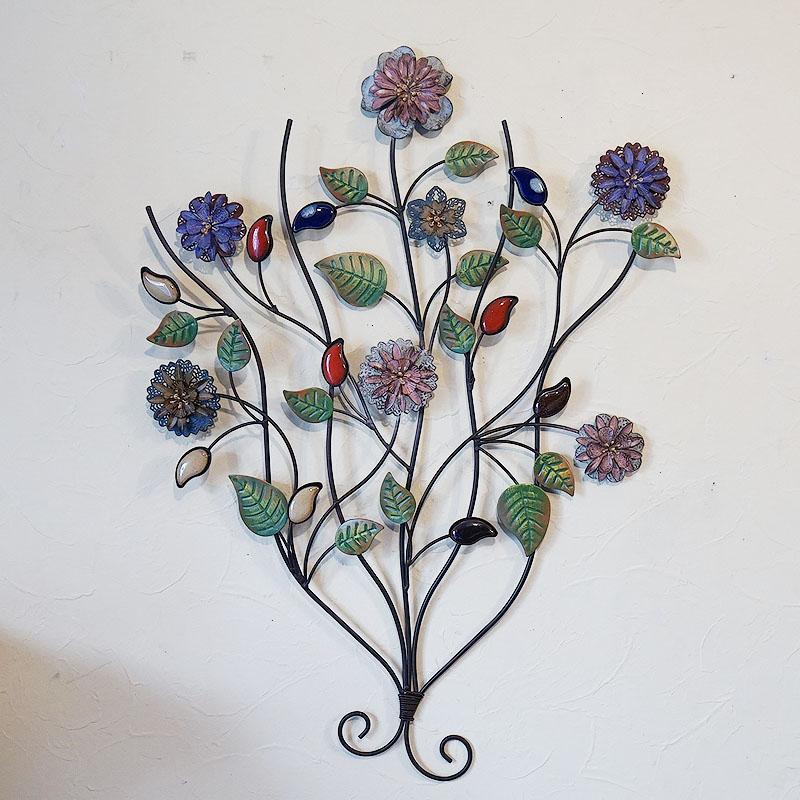 壁飾り アイアン 陶器 壁掛け インテリア雑貨 花 ウォールデコ