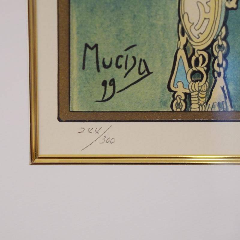 ヴィンテージ アルフォンス ミュシャ画 「羽根ペン」シルクスクリーン