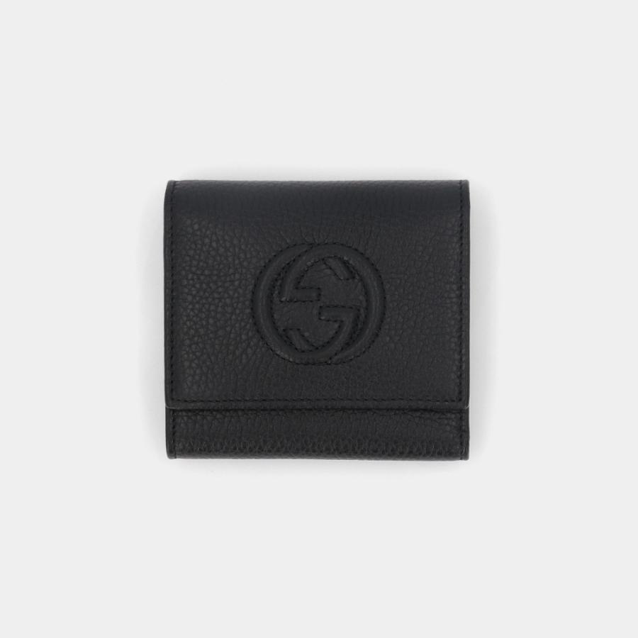 GUCCI 三つ折り財布 黒 レザー GGロゴ