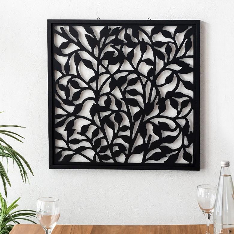 アートパネル 壁掛け レリーフ 木製 約60×60cm リーフ 植物 壁飾り