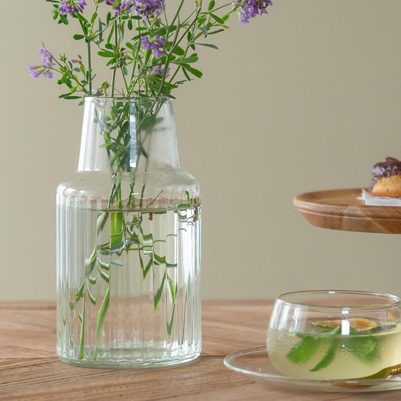 フラワーベース 花瓶 ガラス クリア 一輪挿し 高さ 18cm フラワー