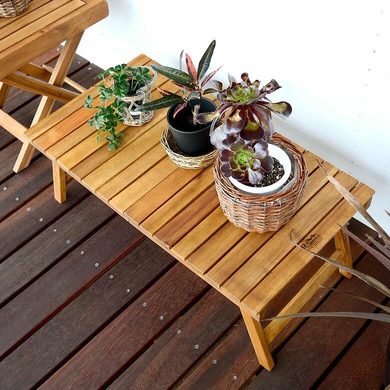 フォールディングテーブル テーブル 天然木 ロースタイル 折り畳み