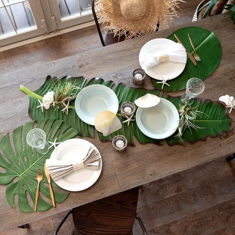 ランチョンマット モンステラリーフ型 撥水 テーブルウェア 葉っぱ