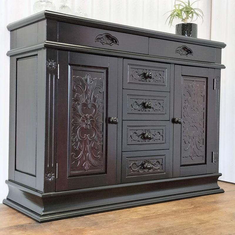 リビングボード 送料無料 アジアン家具 キャビネット リビング収納