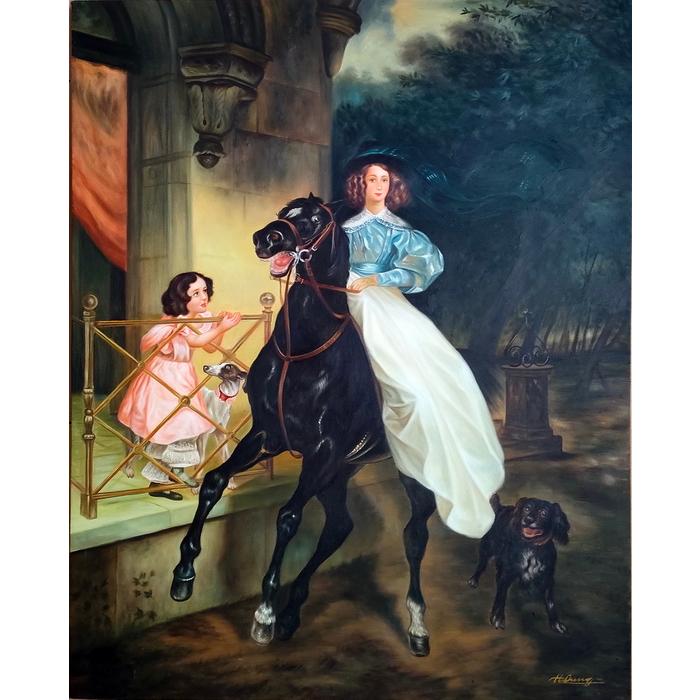 特価油絵 ブリューロフの名作_馬上の貴婦人 MA75 : 絵画制作専門
