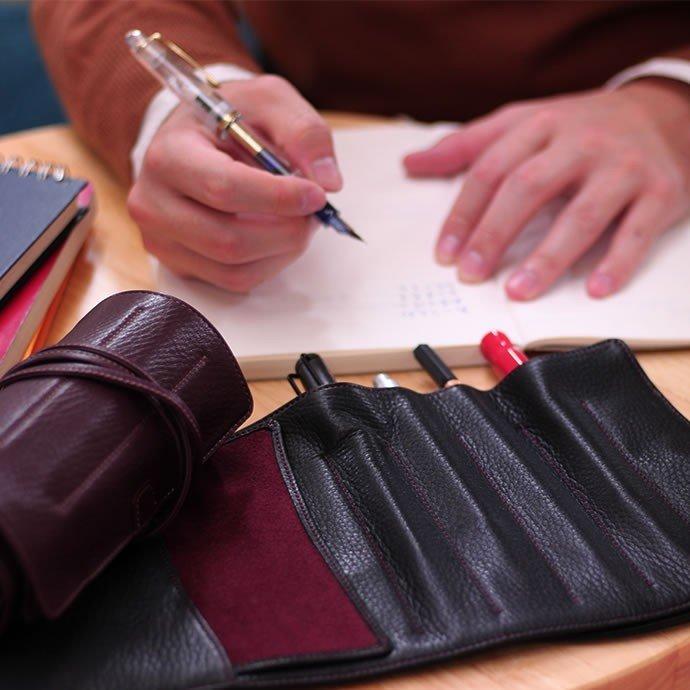 スマホケース付き】ロールペンケース 革 7本差し NAGASAWAオリジナル