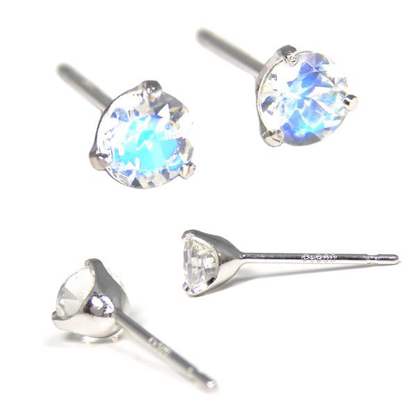 ロイヤル ブルームーンストーン ピアス Pt900 プラチナ 4mm 【カード