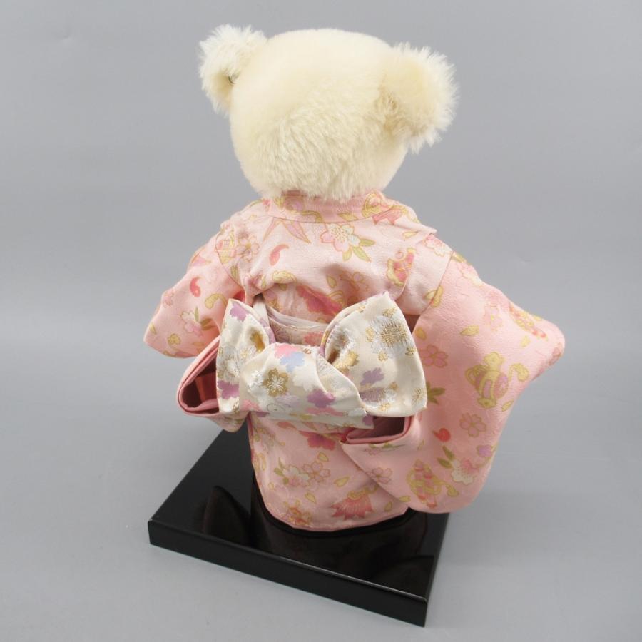 美品 シュタイフ テディベア市松 ピンク 日本限定 着物 箱・台座付き