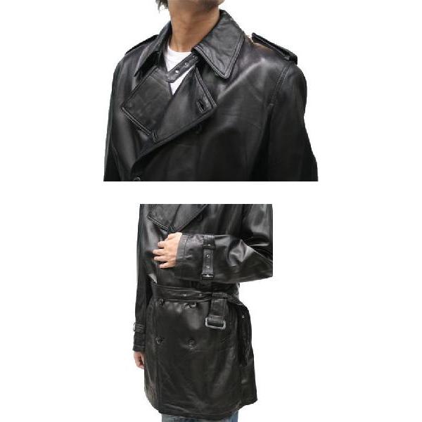 革コート レザーコート メンズ 本革 ショートトレンチコート ビジネス