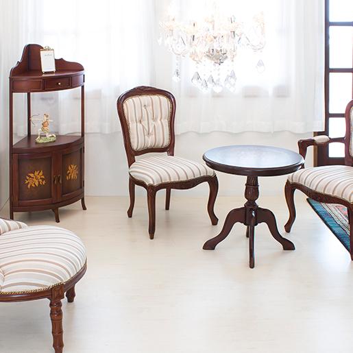 テーブル アンティーク調 3点セット 丸 北欧 肘無しチェアー 二人用