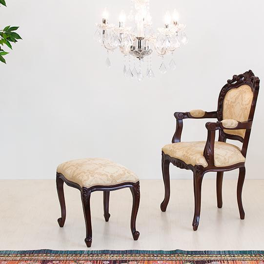 チェアー 猫脚 アンティーク調 スツール 椅子 ブラウン 可愛い 送料