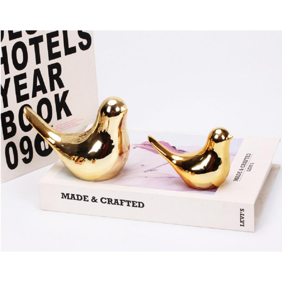 大小2個セット】小鳥のオブジェ INDIGOLD 置物 風水 幸運 金運