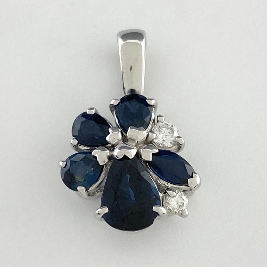 K18サファイアダイヤモンドペンダント フラワーモチーフ