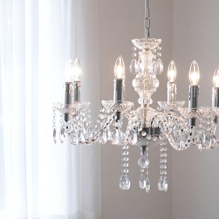 シャンデリア かわいい 姫系 白 ホワイト アンティーク 照明 8灯