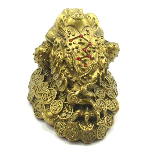 カエル 蛙 置物 三本足のカエル 風水 銅製 かえる 三本脚の蛙 六帝銭付