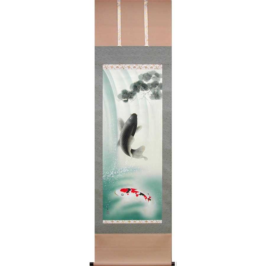 掛け軸 滝昇鯉 (林玉泉) （掛軸小物なし) 【掛軸】 : 掛け軸・絵画の