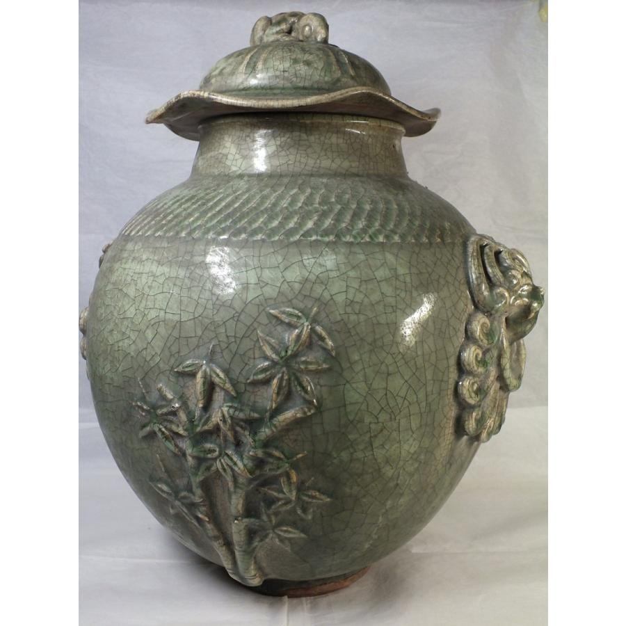 中国骨董品】均窯（きんよう）蓋付松竹壺360mm : 龍香堂ストア