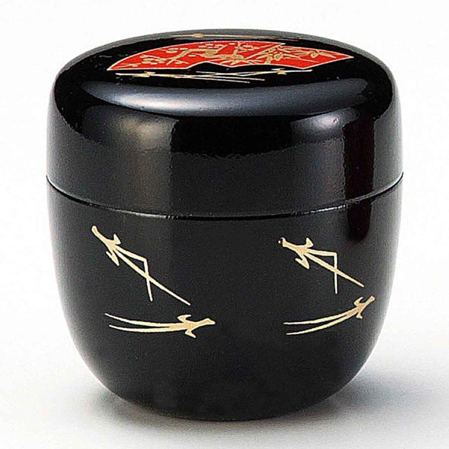 棗 黒扇面 中棗 茶道具 お抹茶 木製漆塗り 蓋物容器 : 華成屋かなりや