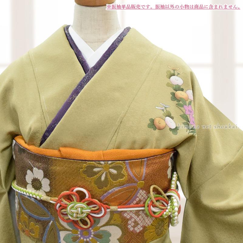 送料無料】【中古】振袖 正絹（展示品 ランクS ベージュ 木欄色 牡丹