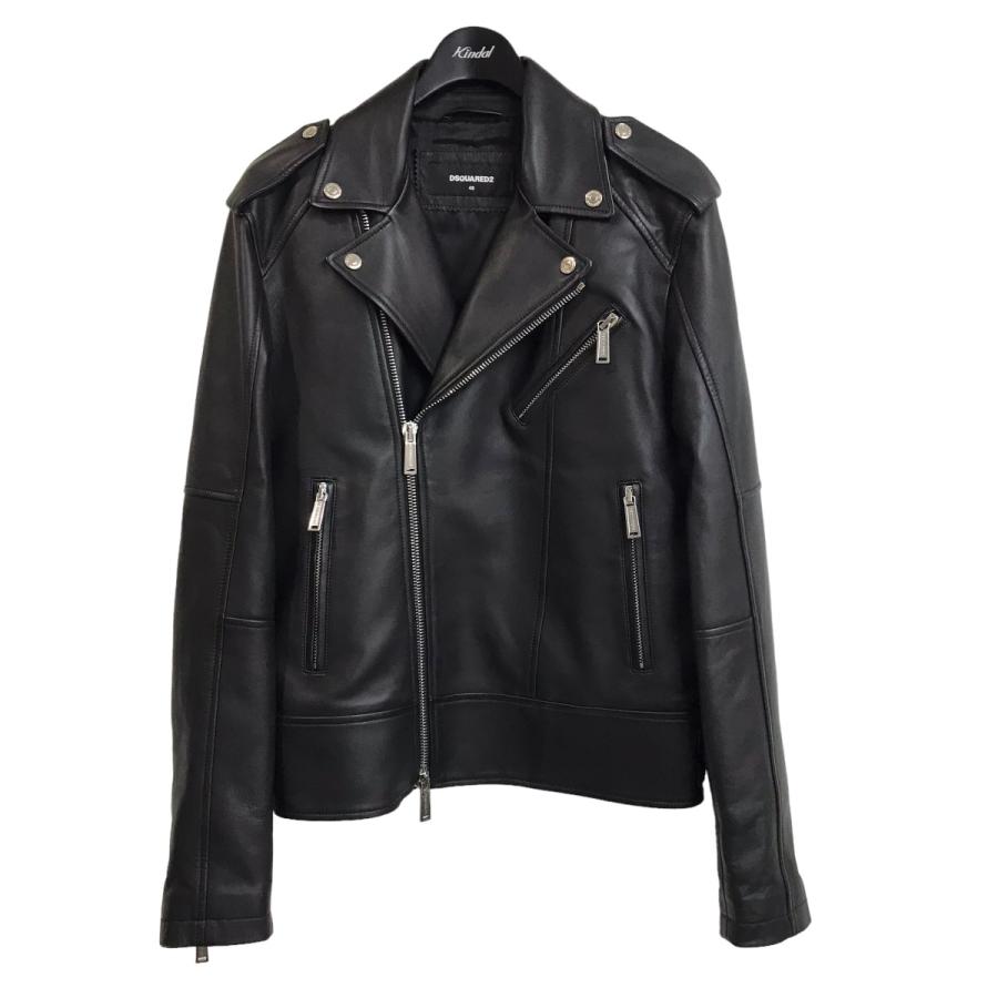 ディースクエアードレザーライダース48黒