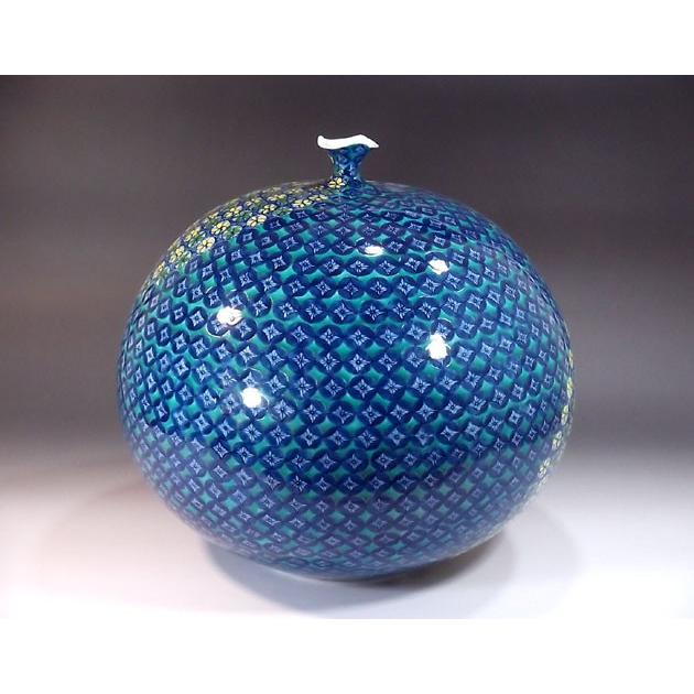 有田焼染め錦紋様小花散らし花瓶錦彩作 有田焼染め錦紋様小花散らし