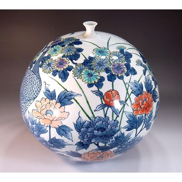 青色と赤色の孔雀模様花瓶 青色と赤色の孔雀模様花瓶 青色と赤色の孔雀