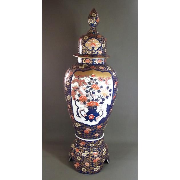 金欄手様式花籠絵飾り特大沈香壺｜有田焼 陶芸作家 藤井錦彩作