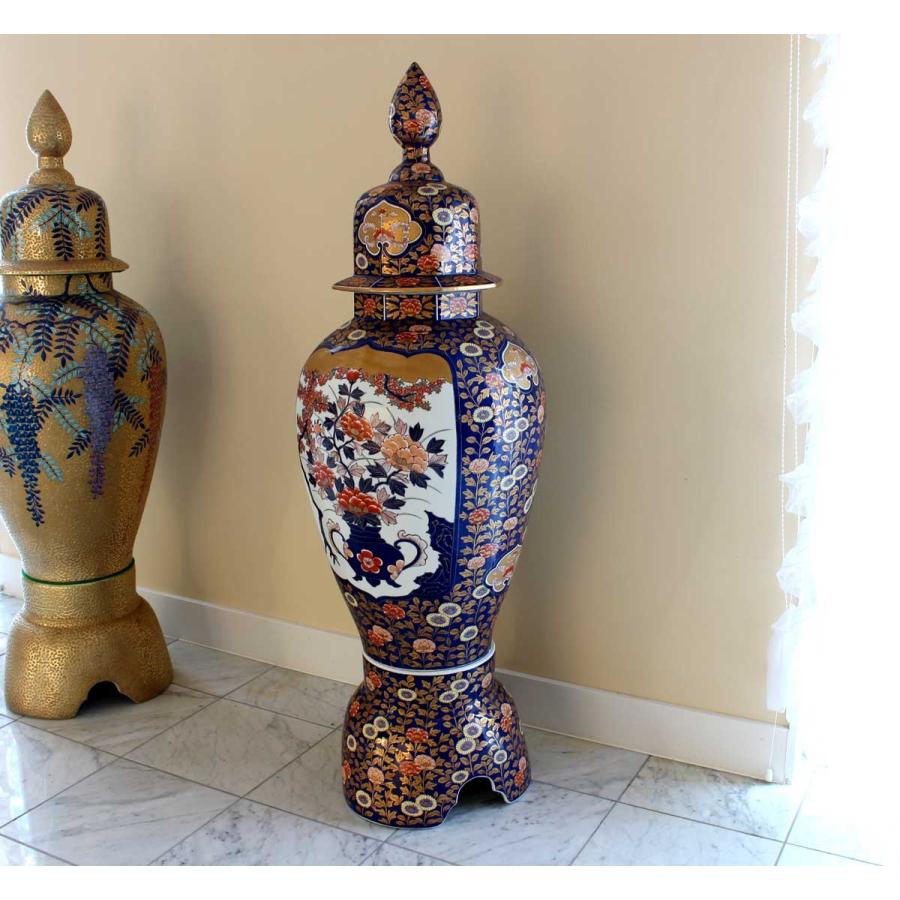 金欄手様式花籠絵飾り特大沈香壺｜有田焼 陶芸作家 藤井錦彩作