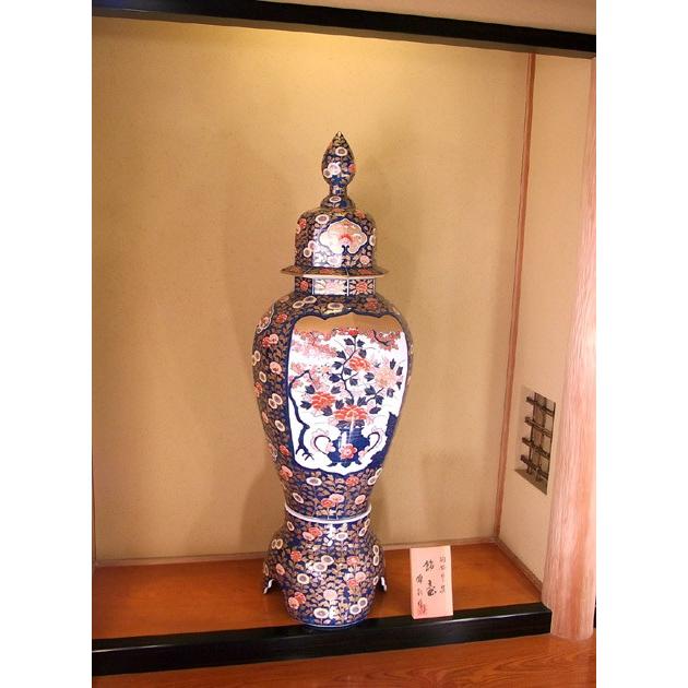 金欄手様式花籠絵飾り特大沈香壺｜有田焼 陶芸作家 藤井錦彩作