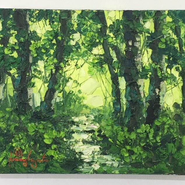 油絵 風景画 『森と雲』 F12号(50x60cm) 油絵 森の収穫祭 F12 油絵