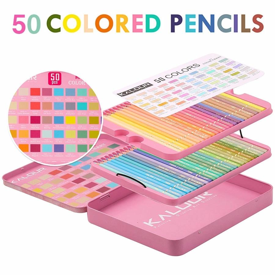50色セット】色鉛筆 50色セット 油性色鉛筆 プロ専用 ソフト芯色鉛筆