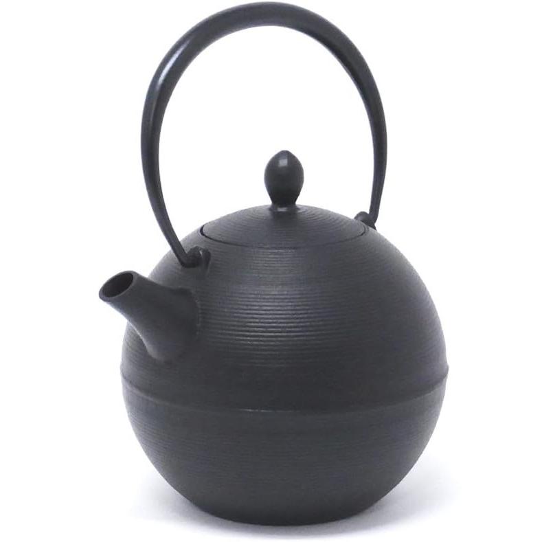 岩鋳（IWACHU） 南部鉄器 鉄瓶兼急須 日の丸 黒 (茶こし付き) 10071