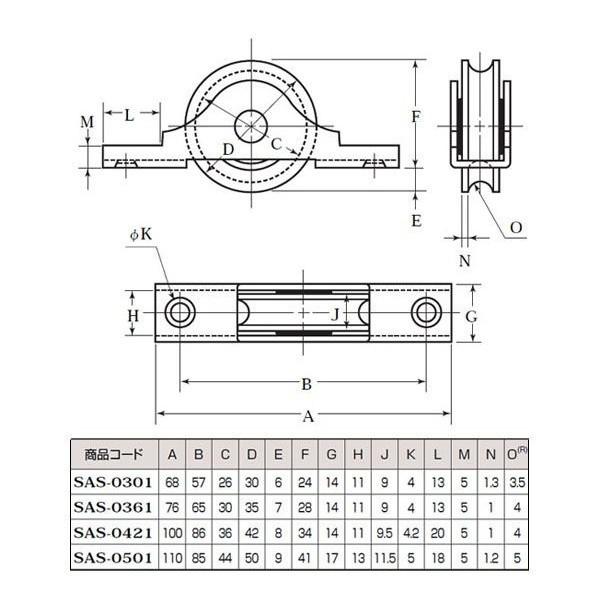 ヨコヅナ SAS-0361 ステンレス戸車 丸型 36mm（バラ売り）【6個まで