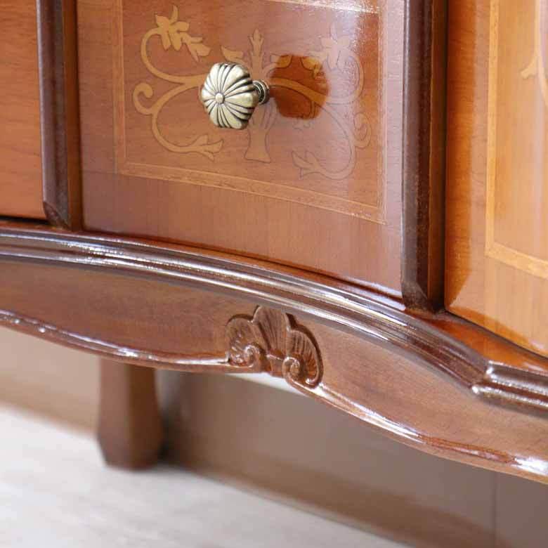 チェスト 木製 象嵌 猫脚 ローキャビネット 88cm サイドボード 119