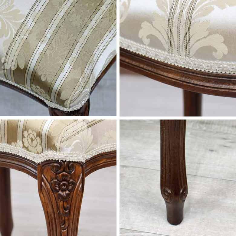 イタリア製 スツール ベージュ 花柄 猫脚 木製 完成品 オットマン