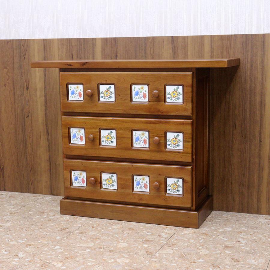 カントリー コンソール マホガニー タイル チェスト : インテリア北欧