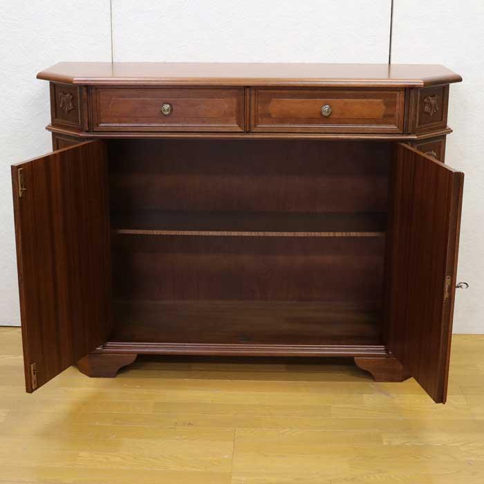 キャビネット 木製 イタリア 完成品 猫脚 象嵌 ブラウン ヨーロピアン