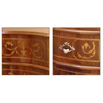 チェスト 木製 4段 完成品 茶 87cm 象嵌 ロココ調 イタリア 家具 猫脚