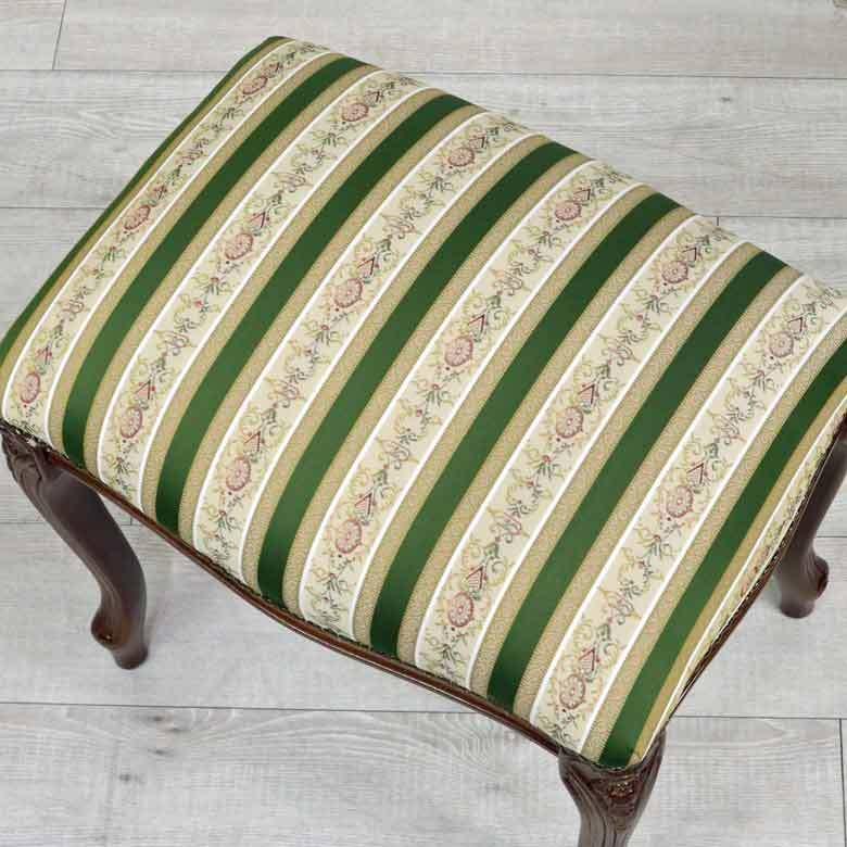イタリア製 スツール ストライプ グリーン 猫脚 木製 完成品