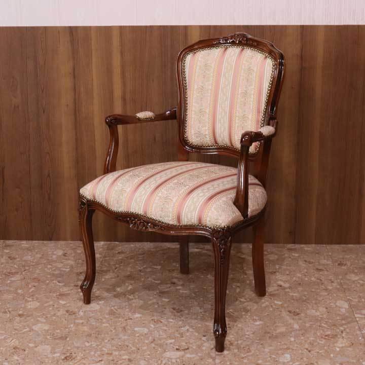 イタリア アームチェア ピンクストライプ サロンチェア 1Pソファ