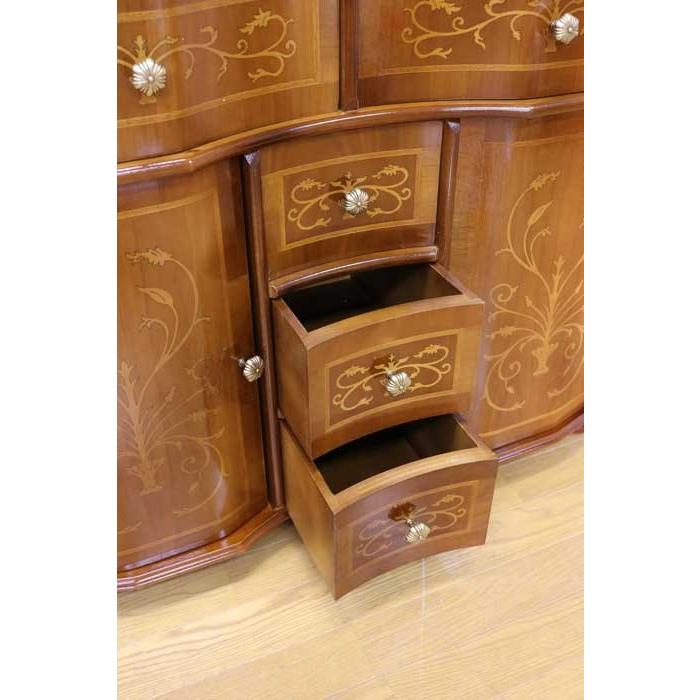 チェスト 木製 象嵌 丸脚 ローキャビネット 87cm サイドボード 119