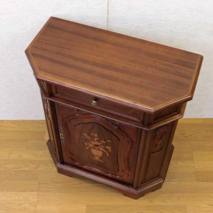 イタリア 家具 ローキャビネット サイドボード 幅80cm 象嵌 完成品