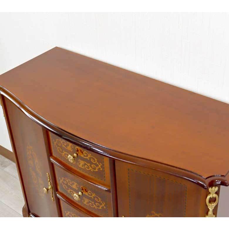 イタリア ローキャビネット 象嵌 サイドボード 猫脚 4316/DOGI