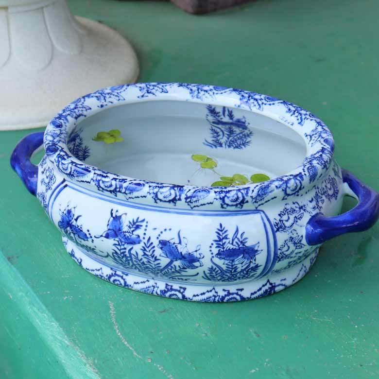 骨董 火鉢 黄土色 メダカ 金魚 睡蓮鉢 鉢カバー テーブル 水鉢 レトロ