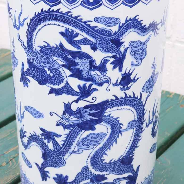 傘立て アンブレラスタンド 陶器製 龍 アジアン レトロ シノワズリ 花
