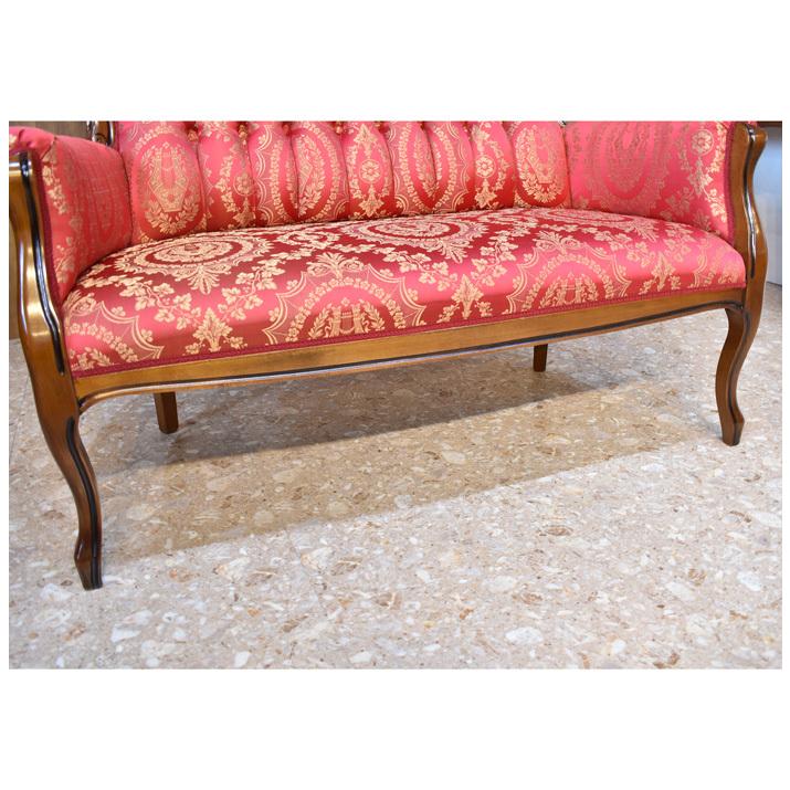 イタリア 二人がけソファ レッド 木製 完成品 サロン ソファー Tlaxco