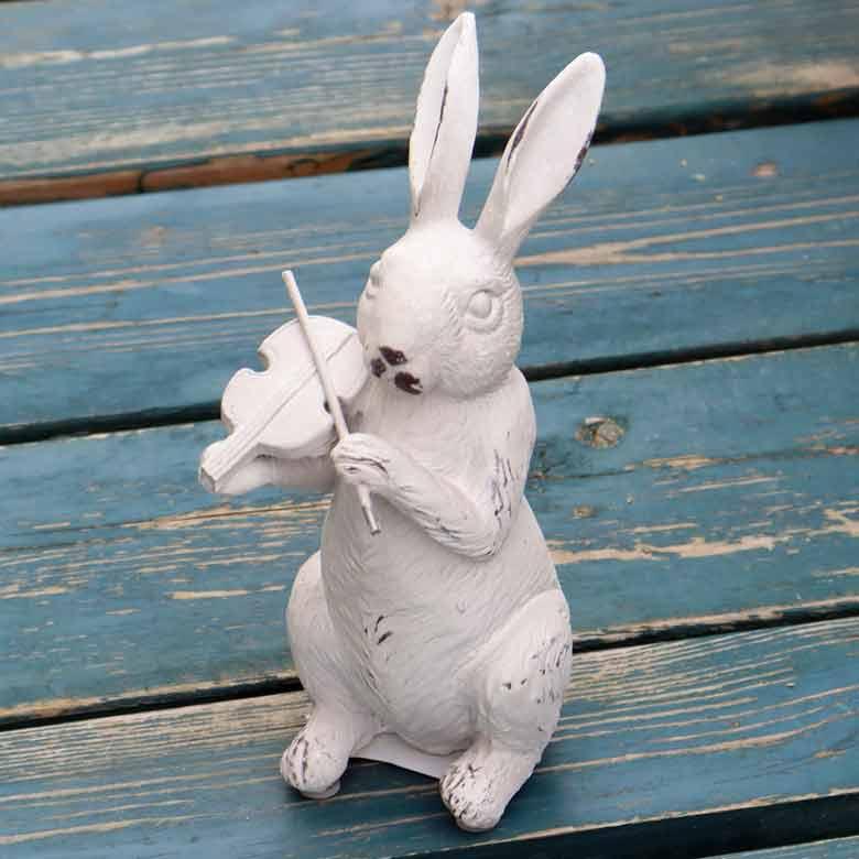 メロディラビット バイオリン ウサギの置物 アンティーク オーナメント