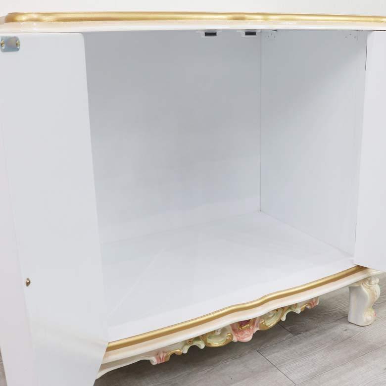 ロココ調 サイドボード 84cm リビングボード キャビネット 完成品 猫脚