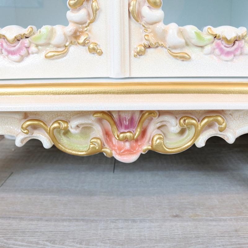 ロココ調 テレビボード 140cm クラック仕上げ テレビ台 ローボード 白